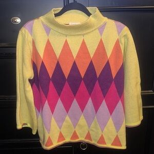 Fate Multicolor Argyle Cowl Neck Sweater Med Pre Loved